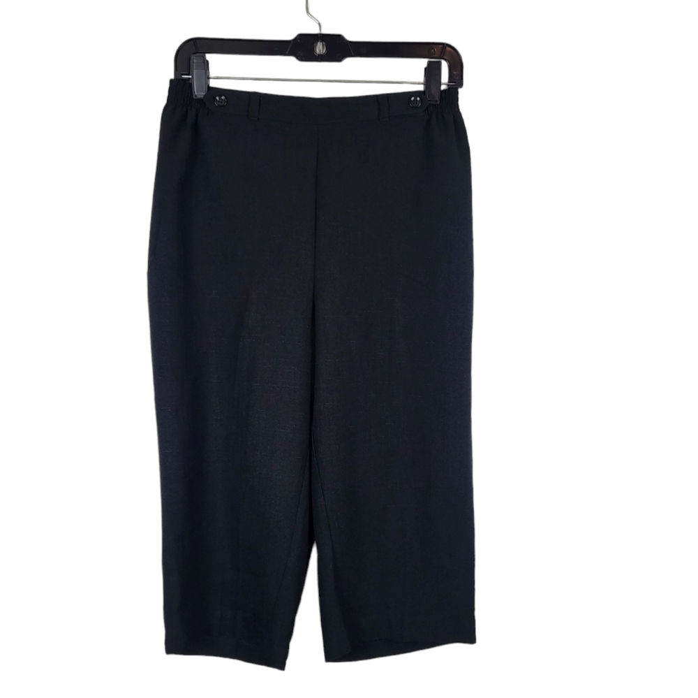 Rebecca Malone women's black capri wide leg pants size petite M